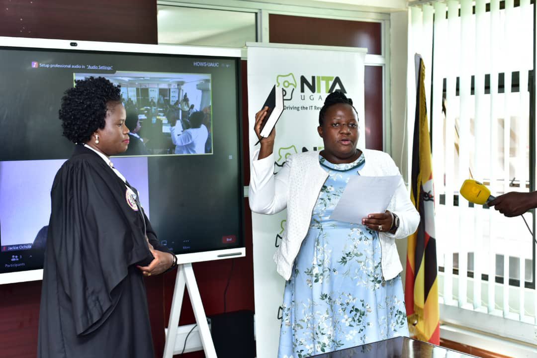 Prof. Annabella Habinka Basaza Ejirii takes oath as a new Board member of NITA-U.
