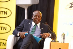 Charles M. Mudiwa, Managing Director, DFCU Bank Uganda speaking at the launch of the MTN@25 AWE Project.