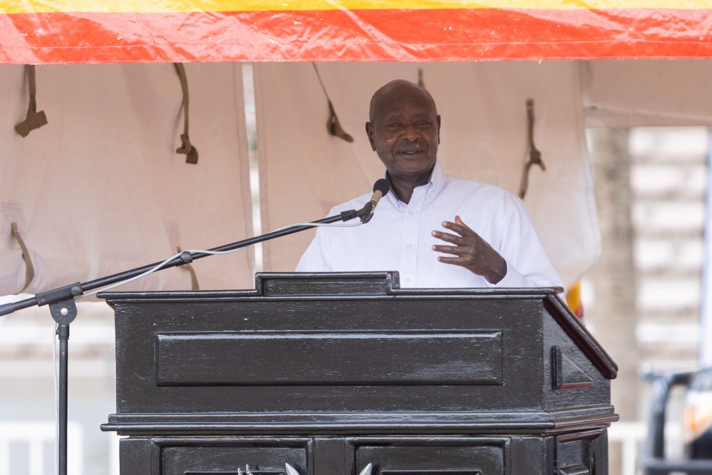 President Yoweri Kaguta Museveni speaking at the launch of the 2nd Annual National ICT Job Fair 2023 organized by Huawei Technologies Uganda at the Kololo Independence Ground on October 17, 2023.
