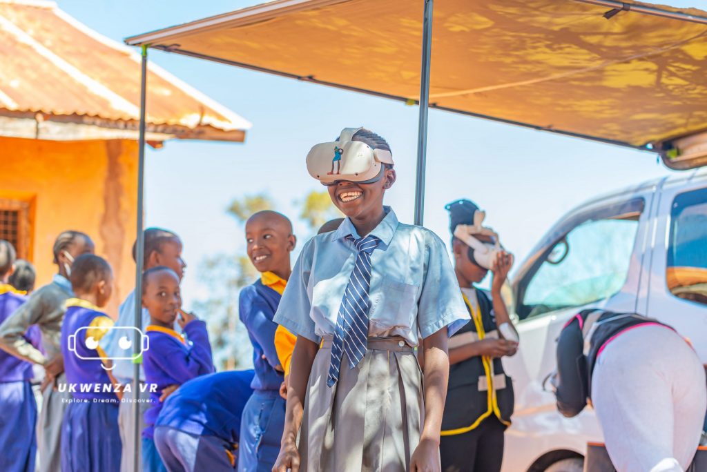 Ukwenza VR creates educational virtual reality content to complement classroom learning. PICTURED: A happy student with ukwenza VR headset. PHOTO: Ukwenza VR