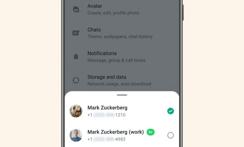 WhatsApp will soon be able to switch between two accounts on the app. Users will be able to have two WhatsApp accounts on one phone within the app. PHOTO: Mark Zuckerberg / WhatsApp Channel