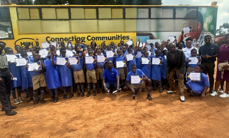 Pupils from the Uganda School for the Deaf happily pose with their certificates after completing a weeks training in ICT courtesy of MTN Uganda to thrive in a digital era.