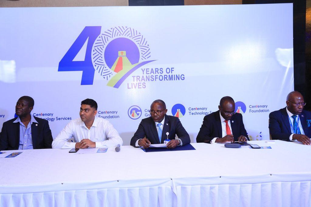 In Pictorial (L-R): Godfrey Joga Ssebukulu; Executive Director of Craft Silicon, Vivek Bhirud; Country Manager of Craft Silicon, Fabian Kasi; MD at Centenary Bank, Joseph Balikuddembe, and Charles Kabanda General Manager Retail & Microfinance at Centenary Bank during the launch of CenteWhatsApp Banking Service at Mapeera House.