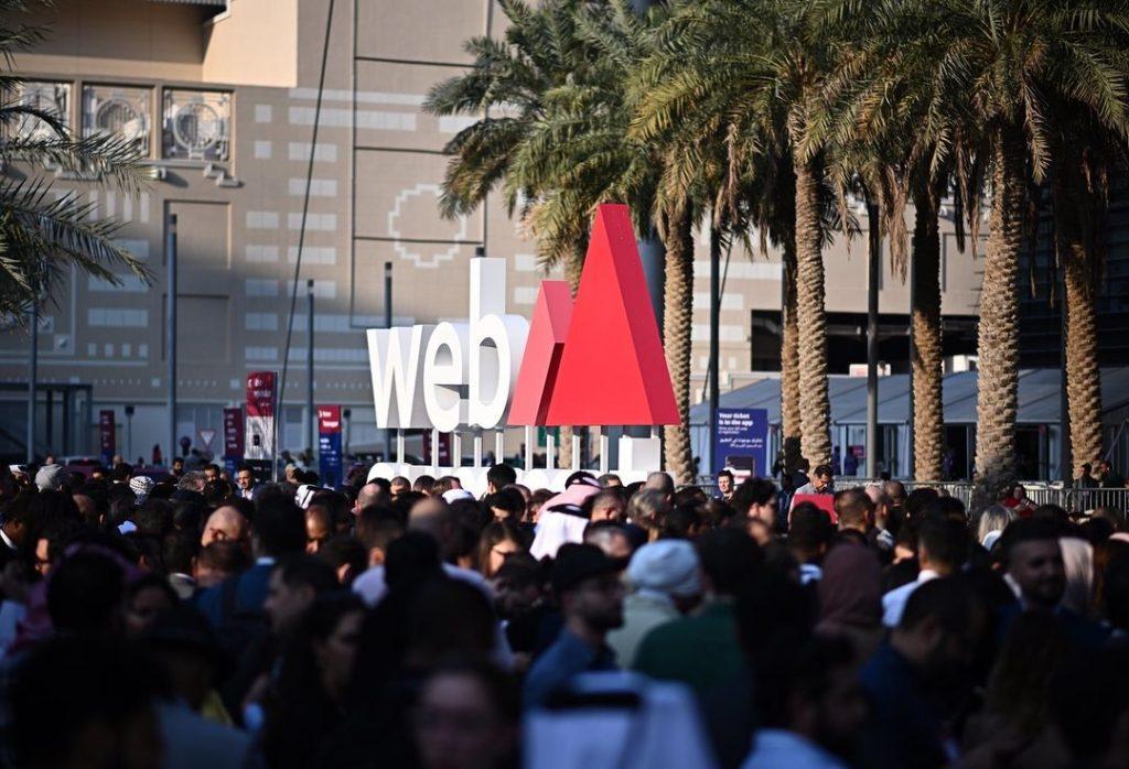 Attendees pictured at the entrance of the Doha Exhibition & Convention Center to attend the inaugural Web Summit Qatar which was officially opened by Sheikh Mohammed bin Abdulrahman bin Jassim Al Than, Prime Minister and Minister of Foreign Affairs. Over 15,000+ are in attendance. PHOTO: Web Summit