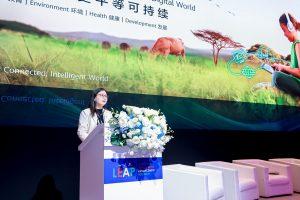 Joyce Liu, Director of TECH4ALL Digital Inclusion Office at Huawei speaking at the LEAP Summit 2024 in Shanghai. PHOTO: Sadal Jiang