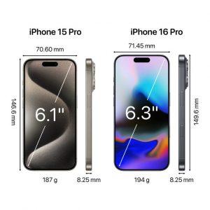 iPhone 15 Pro and iPhone 16 Pro display sizes. IMAGE: Apple Hub/via X