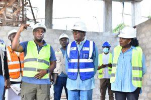 L-R: Centenary Technology Services’s Chief Technology Officer Peter Kahiigi, Centenary Group Chairperson Prof. John Ddumba-Ssentamu, Centenary Group’s Group Company Secretary & General Counsel; Brenda Magoba, and other contractors assessing the construction progress of the state-of-the-art Tier 3 Green Data Centre in Masaka. PHOTO: Kulu Erick