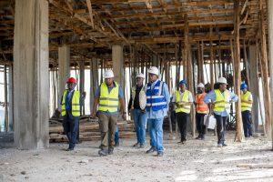 Centenary Group Chairman, Prof. John Ddumba-Ssentamu (right in blue vest) with a delegation of executives from Centenary Group and Centenary Technology Services inside the constructed block to Centenary Group’s state-of-the-art Tier 3 Green Data Centre. PHOTO: Kulu Erick