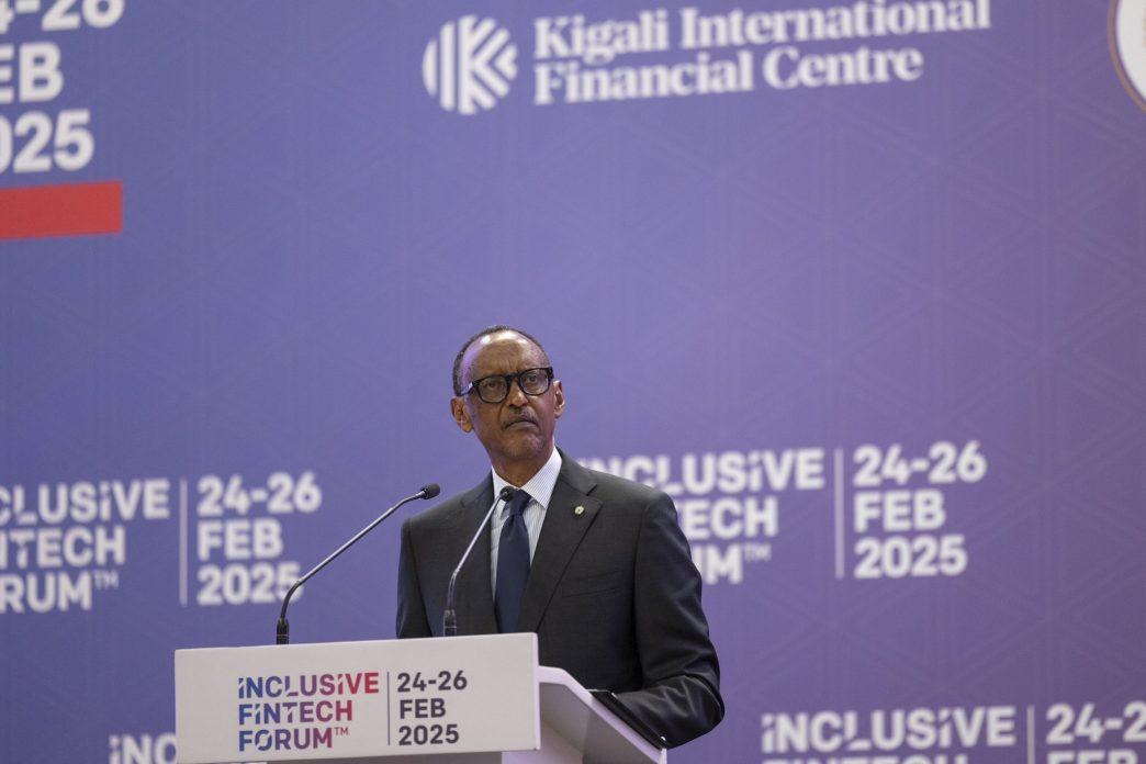 H.E. Paul Kagame, President of the Republic of Rwanda gives a keynote address at the second edition of the Inclusive FinTech Forum in Kigali, Rwanda at the Kigali Convention Centre on Tuesday, February 25, 2025. PHOTO: Office of the President of Rwanda