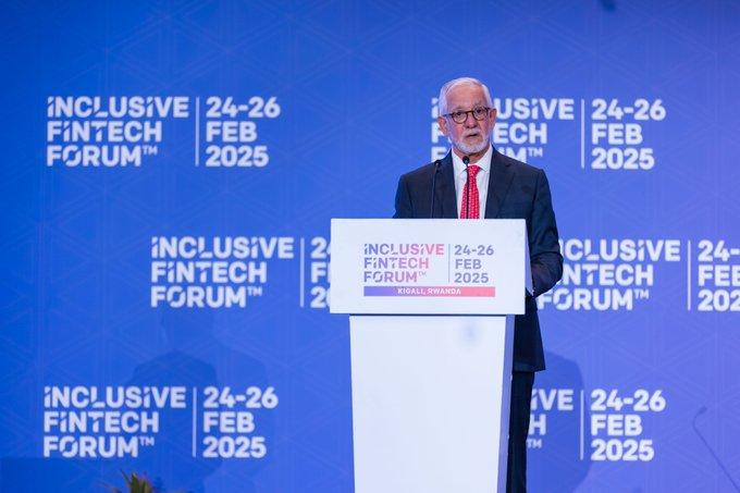 Haim Taib, Founder and President of Mitrelli Group and JETA Africa Holding speaking at the Inclusive Fintech Forum 2025 in Kigali, Rwanda. PHOTO: Inclusive Fintech Forum