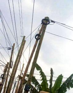A messy home fiber infrastructure installation at a road intersection in Kyanja, a Kampala suburb. COURTESY PHOTO