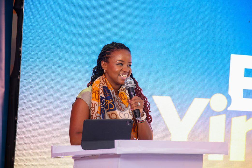Jemima Kariuki, Chief Product Officer at MTN Mobile Money (U) Limited, speaking at the launch of Yinvesta at MTN Uganda head offices on Wednesday, April 16, 2025.