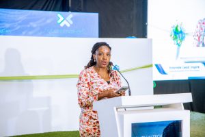 Roseline Najjuma, Head of Transaction Banking at Standard Chartered Bank Uganda, speaking at the launch of Standard Chartered's Women in Tech accelerator program launch event held at MoTiv on Thursday, April 17, 2025. COURTESY PHOTO