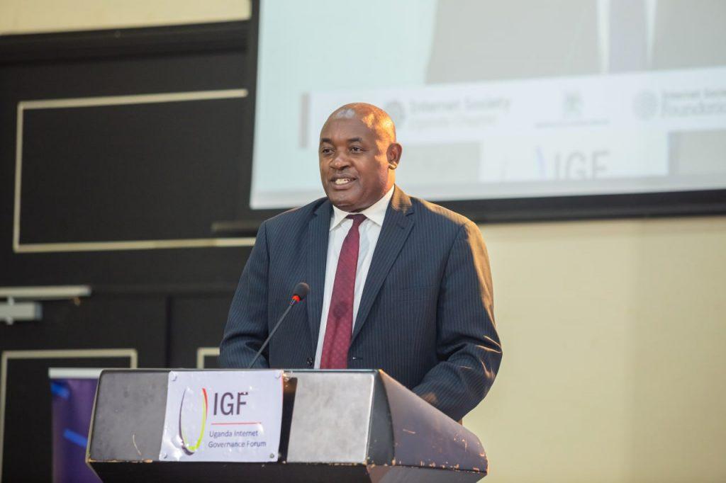 Hon. Dr. Chris Baryomunsi, Minister of ICT and National Guidance, speaking at the launch of the Uganda Parliamentary Internet Governance Forum at Mestil Hotel in Kampala on Wednesday, April 30, 2025. COURTESY PHOTO