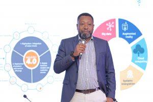 James Byaruhanga, Managing Director of Roke Cloud at Roke Telkom, speaking at the Africa AI Summit at Speke Resort Munyonyo on Friday, May 9, 2025. COURTESY PHOTO