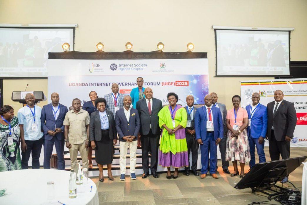 Delegates from the Ministry of ICT and National Guidance, Parliament, ISOC Uganda Chapter, and other guests pose for a group photo after the launch of the Uganda Parliamentary Internet Governance Forum at Mestil Hotel in Kampala on Wednesday, April 30, 2025. COURTESY PHOTO