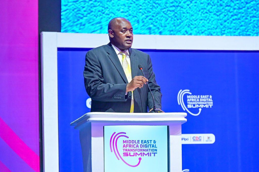 Dr. Hon. Chris Baryomunsi, Minister of ICT and National Guidance, speaking at the first-ever Middle East & Africa Digital Transformation Summit held at the Kampala Serena Hotel on Wednesday, June 25, 2025. COURTESY PHOTO
