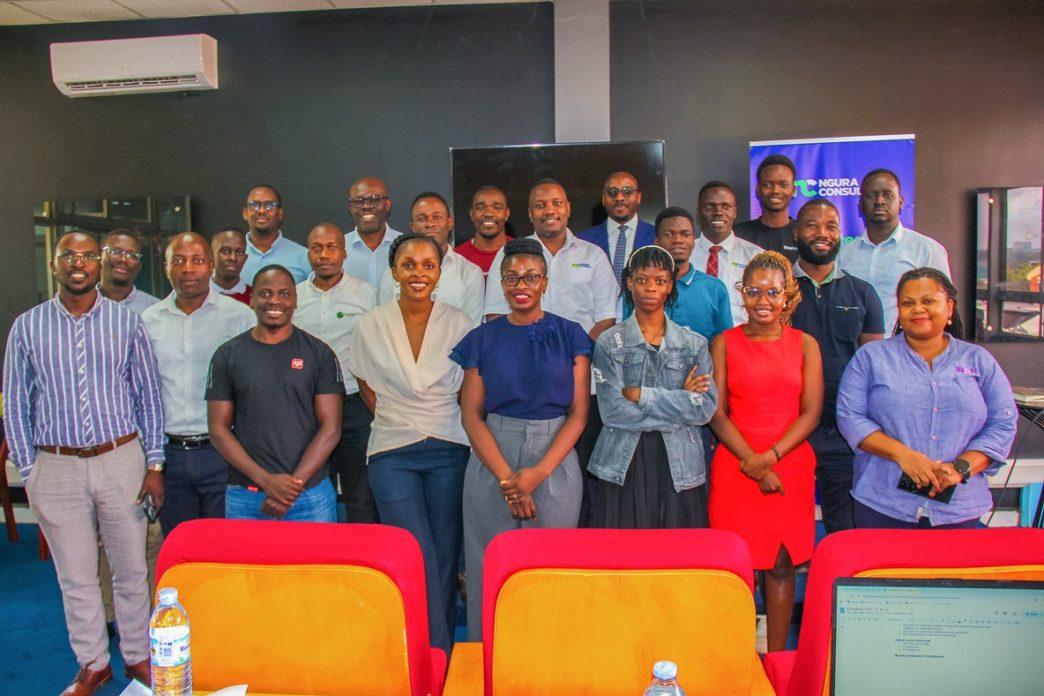 Tech founders pose for a group photo after Intellectual Property (IP) Awareness Clinic, held at the National ICT Innovation Hub. COURTESY PHOTO