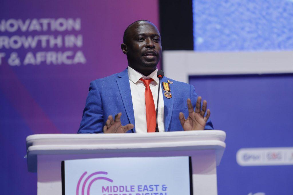 Innocent Kawoya, CEO of HiPipo, speaking at the first-ever Middle East & Africa Digital Transformation Summit held at the Kampala Serena Hotel on Wednesday, June 25, 2025. COURTESY PHOTO