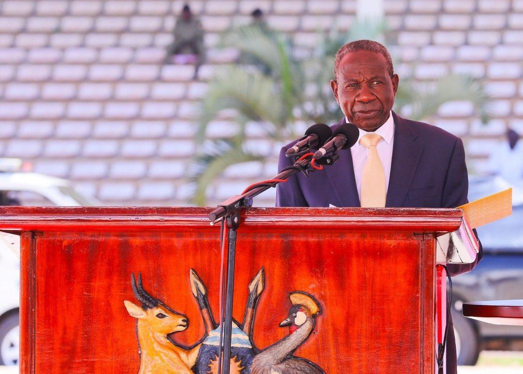 Minister of Finance, Planning and Economic Development, Hon. Matia Kasaija, presenting the Uganda Budget FY 2025/26 at the Kololo Independence Grounds. PHOTO: MoFPED