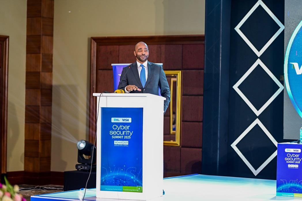 Chad Pollock, General Manager and Vice President, Visa East Africa, speaking at a cybersecurity workshop aimed at strengthening the financial sector's defenses against increasingly sophisticated cybercrime. COURTESY PHOTO
