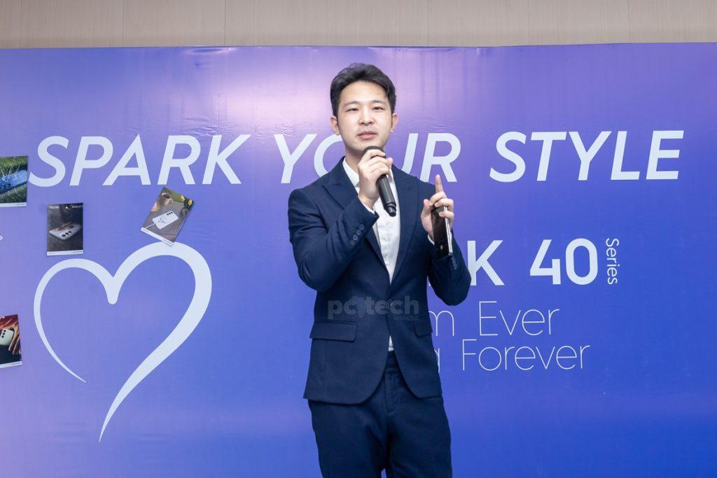 Tecno Brand Manager, Timmy Shen, speaking at the experiential event at Arena Mall, Nsambya. PHOTO: PC Tech Magazine