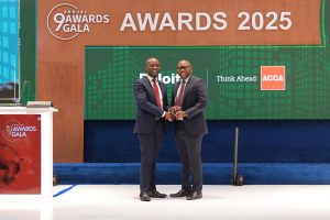 Peter Ssenyange receiving the Sustainability Award.