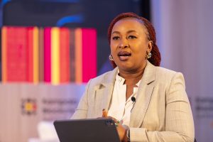 Ms. Sylvia Mulinge, MTN Uganda CEO, speaking at the 2025 Kampala Blockchain Summit at Four Points by Sheraton. COURTESY PHOTO