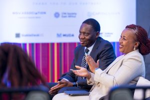 Dr. Michael Atingi-Ego and Ms. Sylvia Mulinge in attendance at the 2025 Kampala Blockchain Summit at Four Points by Sheraton. COURTESY PHOTO