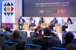 Panel session at the 2025 Kampala Blockchain Summit. COURTESY PHOTO