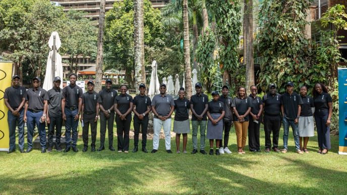 Finalists of the Pachi Panda Innovation Challenge pose for a group photo with representatives from MTN Uganda and WWF. COURTESY PHOTO