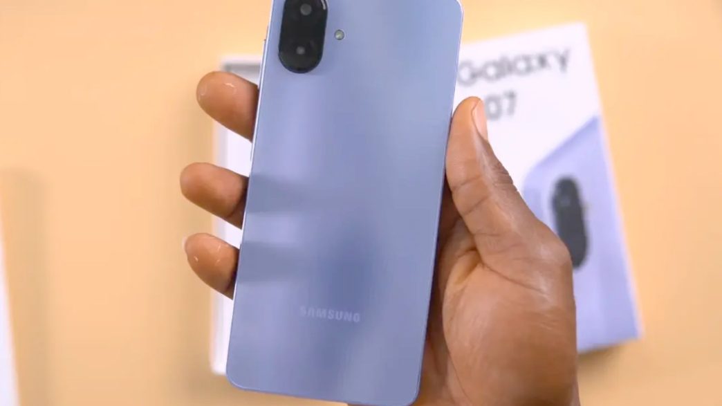 The Samsung Galaxy A07, in a Light Violet color version.