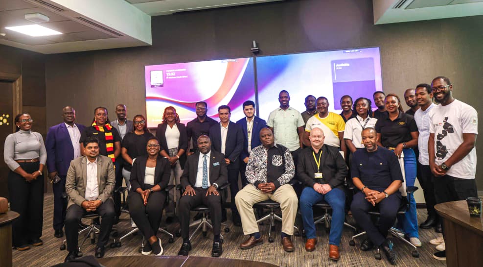 The Ugandan delegation led by Paul Amoru, High Commissioner of Uganda to the Republic of South Africa and representatives from MTN South Africa pose for a group photo after their strategic meeting in Cape Town. COURTESY PHOTO