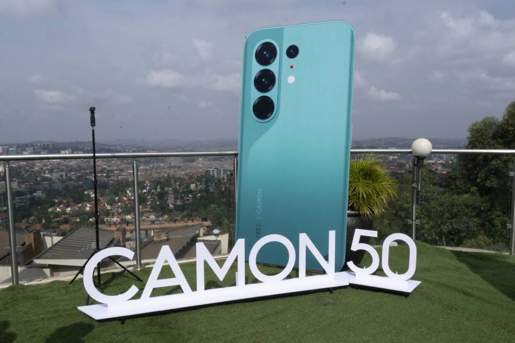 A dummy of the Tecno Camon 50 during the launch at Skyz Hotel in Naguru. COURTESY PHOTO