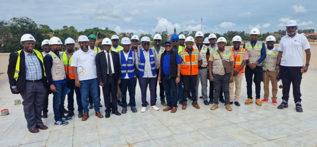 Officials from Centenary Group, Centenary Technology Services, and other partners and contractors pose for a group photo after touring the yet to be launched Centenary Group's Data Centre in Masaka. COURTESY PHOTO