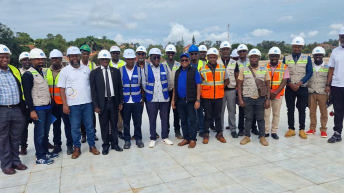 Officials from Centenary Group, Centenary Technology Services, and other partners and contractors pose for a group photo after touring the yet to be launched Centenary Group's Data Centre in Masaka. COURTESY PHOTO