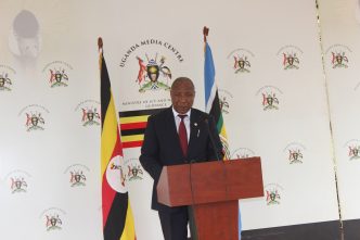 State Minister for National Guidance, Hon. Godfrey Kabbyanga Baluku Kiime, speaking at the 2026 CIO Conclave press conference at the Uganda Media Centre. COURTESY PHOTO