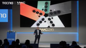 Tecno Global Product Launch Officer Olivier, speaking at the Mobile World Congress 2026 in Barcelona. COURTESY PHOTO