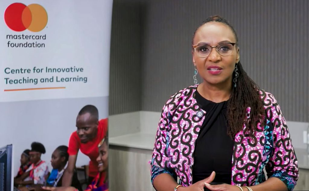 Wariko Waita, Director of the Centre for Innovative Teaching and Learning at the Mastercard Foundation, speaking virtually during the announcement of the first cohort of the Mastercard Foundation EdTech Fellowship in Uganda, at a launch event held at Mestil Hotel & Residences in Kampala.