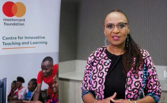 Wariko Waita, Director of the Centre for Innovative Teaching and Learning at the Mastercard Foundation, speaking virtually during the announcement of the first cohort of the Mastercard Foundation EdTech Fellowship in Uganda, at a launch event held at Mestil Hotel & Residences in Kampala.