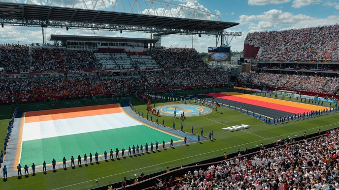 Flags of Germany and Cote d'Ivoire laid before kicking off their game at the 2026 FIFA World Cup group stages at the Toronto Stadium in Canada. PHOTO Frank Huangvia Unsplash