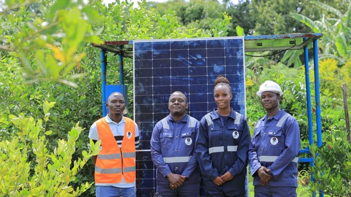 Nabakka Sandra (2nd from right), CEO of Sandi AI with some of her team members. COURTESY PHOTO