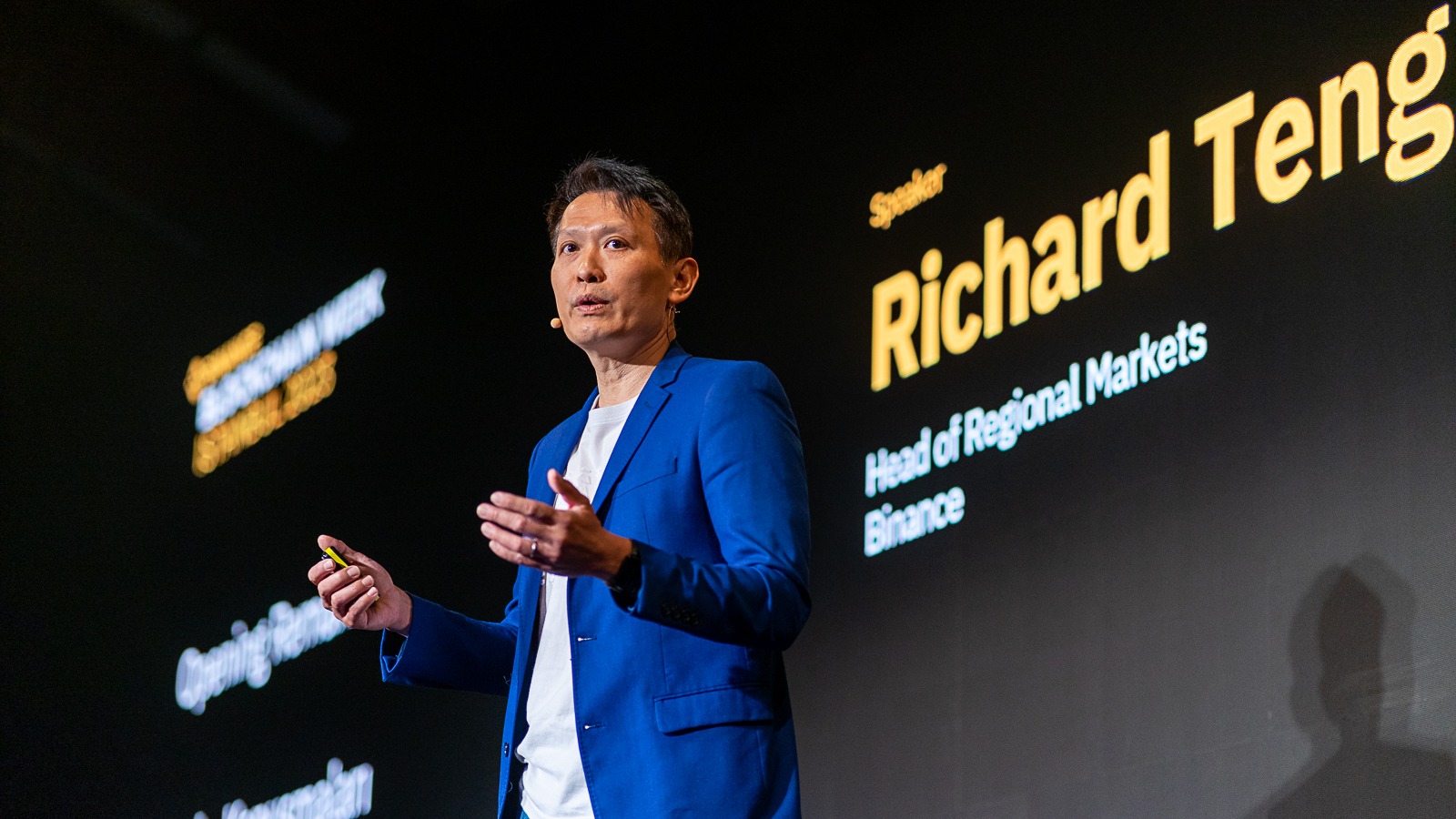 Richard Teng, then Binance's head of regional markets, speaking at Binance Blockchain Week 2023 in Istanbul. FILE PHOTO/Binance