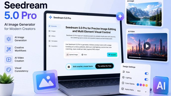 Seedream 5.0 Pro AI image generator interface showcasing AI image creation, video generation, and creative workflow tools