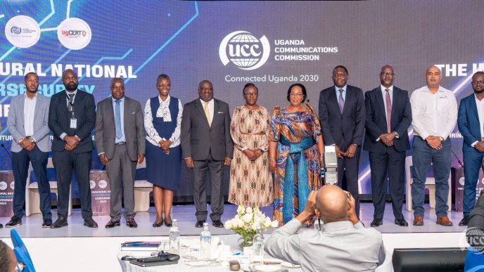 Delegates pose for a group photo at the inaugural National Cybersecurity Conference held at the Kampala Sheraton Hotel. COURTESY PHOTO